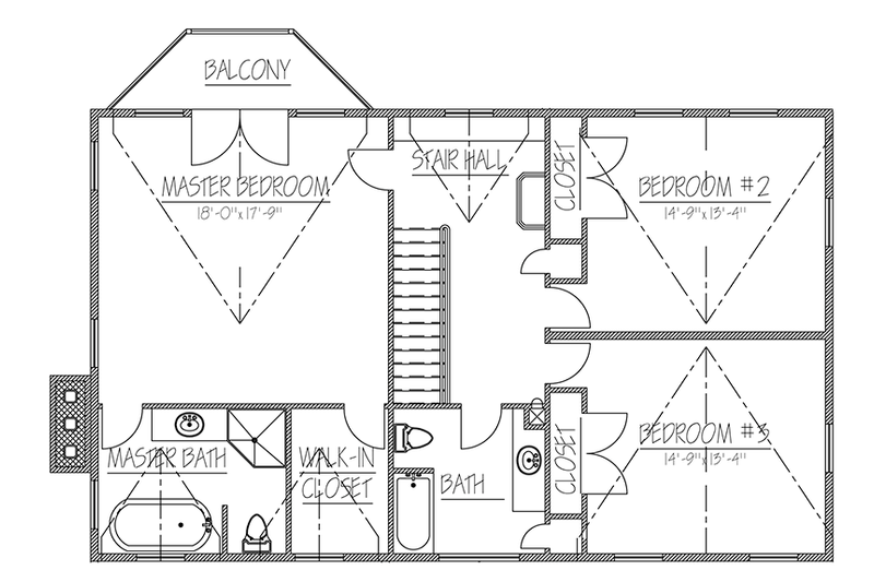 Dream House Plan - Floor Plan - Upper Floor for Colonial House Plan #1061-6 - 3 bed, 3 bath