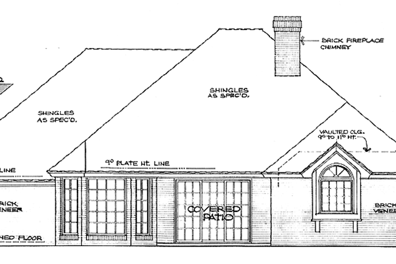 Architectural House Design - Exterior - Rear Elevation for Country House Plan #310-1191 - 4 bed, 3 bath