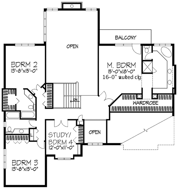 House Blueprint - Contemporary Floor Plan - Upper Floor Plan #320-1135