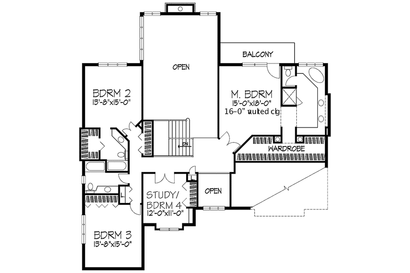 Home Plan - Floor Plan - Upper Floor for Contemporary House Plan #320-1135 - 3 bed, 4.5 bath