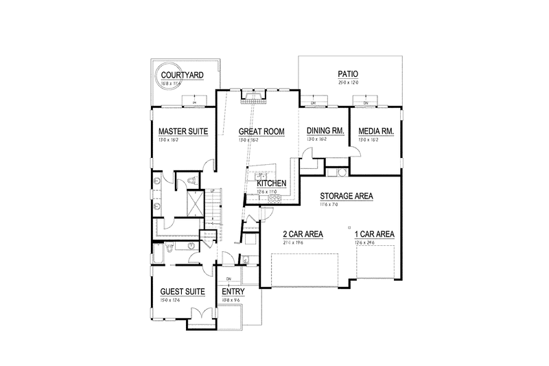 Home Plan - Floor Plan - Main Floor for Contemporary House Plan #569-29 - 3 bed, 3 bath