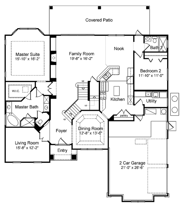 Architectural House Design - Mediterranean Floor Plan - Main Floor Plan #417-570