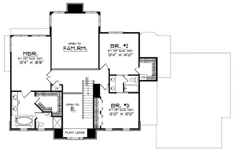 Home Plan - Floor Plan - Upper Floor for Colonial House Plan #70-1363 - 3 bed, 3.5 bath