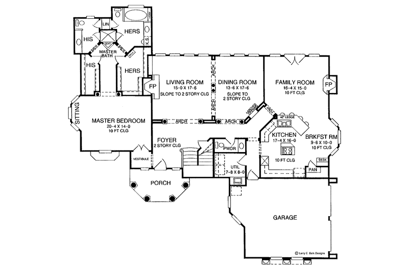 Architectural House Design - Floor Plan - Main Floor for Country House Plan #952-25 - 4 bed, 3.5 bath