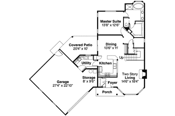 Floor Plan - Main Floor for Traditional House Plan #124-523 - 3 bed, 2.5 bath