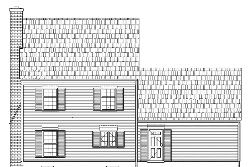 Home Plan - Exterior - Rear Elevation for Colonial House Plan #72-667 - 3 bed, 2.5 bath