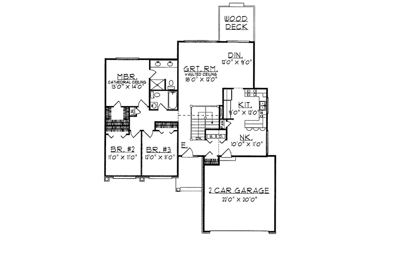 Home Plan - Floor Plan - Main Floor for Ranch House Plan #70-1325 - 3 bed, 2 bath