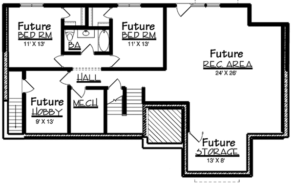 Architectural House Design - European Floor Plan - Lower Floor Plan #320-1037