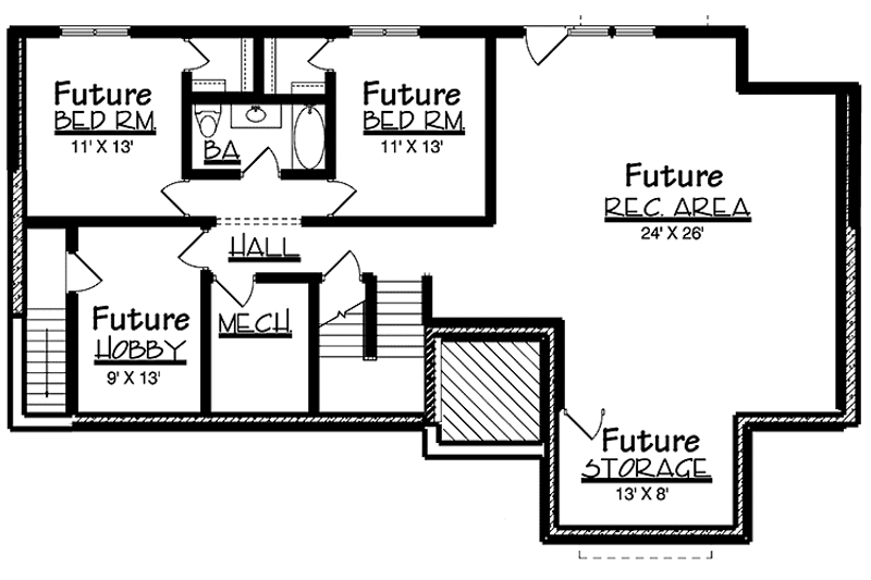 Home Plan - Floor Plan - Lower Floor for European House Plan #320-1037 - 2 bed, 2.5 bath