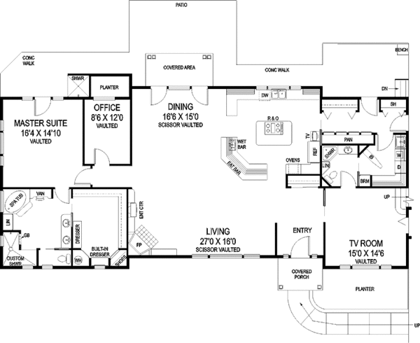 Dream House Plan - Contemporary Floor Plan - Main Floor Plan #60-1029