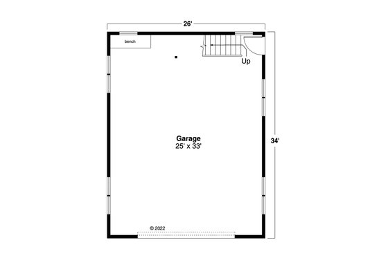 Floor Plan - Main Floor for Craftsman House Plan #124-1326, 1 bath