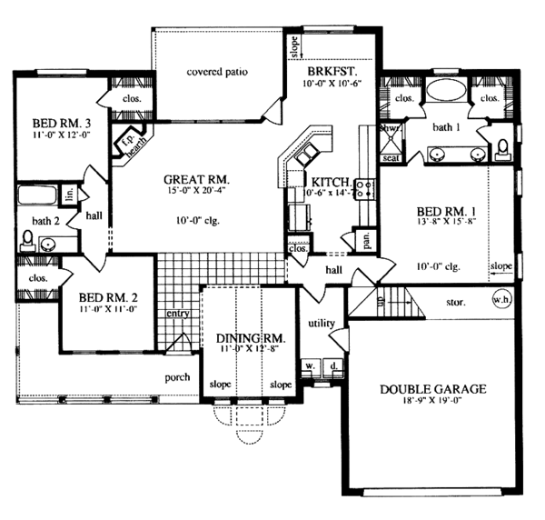 House Plan Design - Country Floor Plan - Main Floor Plan #42-458