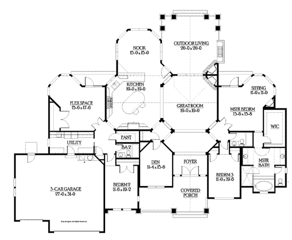 Dream House Plan - Craftsman Floor Plan - Main Floor Plan #132-549