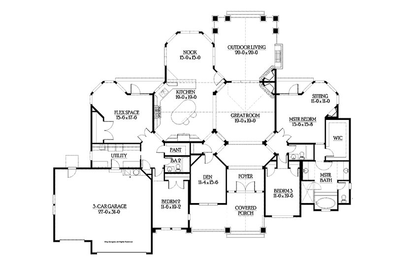 Dream House Plan - Floor Plan - Main Floor for Craftsman House Plan #132-549 - 3 bed, 3 bath