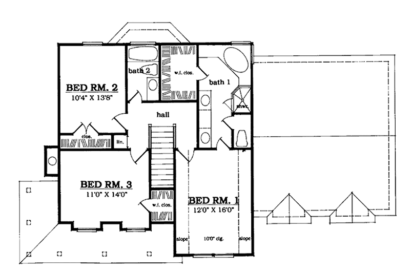Home Plan - Floor Plan - Upper Floor for Country House Plan #42-703 - 3 bed, 2.5 bath