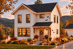 Exterior - Front Elevation for Farmhouse House Plan #124-310 - 3 bed, 2.5 bath
