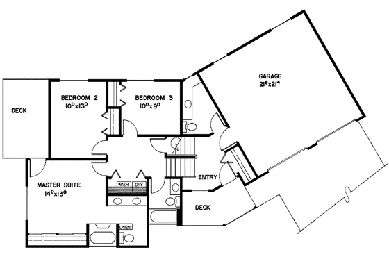 Floor Plan - Main Floor for Contemporary House Plan #60-762 - 3 bed, 2.5 bath