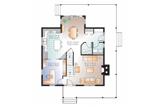 Floor Plan - Main Floor for Country House Plan #23-2502 - 3 bed, 2.5 bath