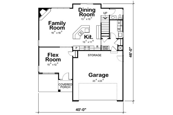 Floor Plan - Main Floor for Bungalow House Plan #20-1770 - 4 bed, 3 bath