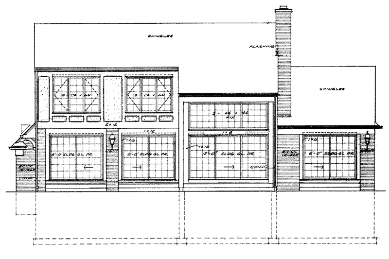 Home Plan - Exterior - Rear Elevation for Tudor House Plan #72-800 - 3 bed, 2.5 bath