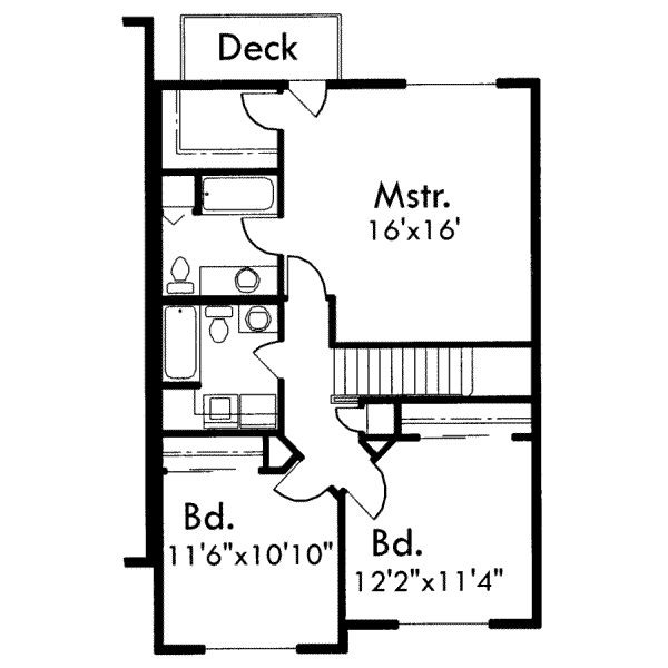 Traditional Floor Plan - Upper Floor Plan #303-384