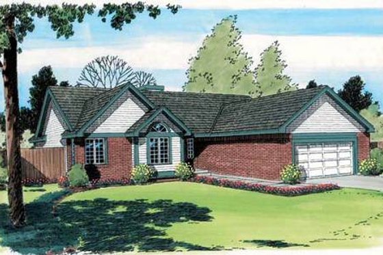 Exterior - Front Elevation for Traditional House Plan #312-586 - 3 bed, 2 bath