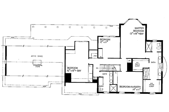 Floor Plan - Upper Floor for Colonial House Plan #72-799 - 4 bed, 2 bath