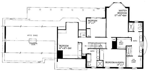 House Plan Design - Colonial Floor Plan - Upper Floor Plan #72-799
