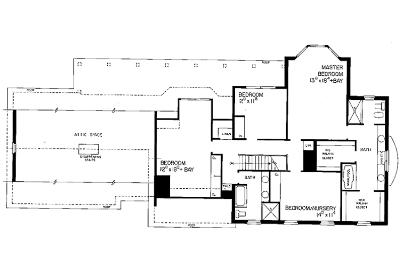 Home Plan - Floor Plan - Upper Floor for Colonial House Plan #72-799 - 4 bed, 2 bath