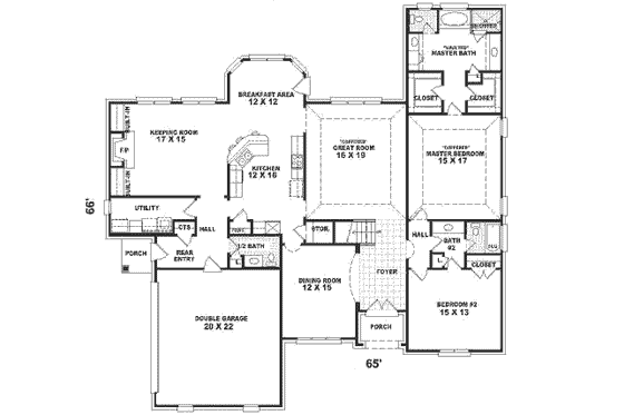 Floor Plan - Main Floor for Traditional House Plan #81-376 - 4 bed, 2.5 bath