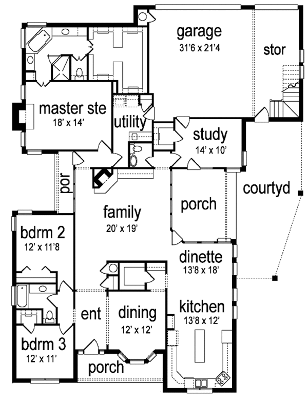 Dream House Plan - Colonial Floor Plan - Main Floor Plan #84-705