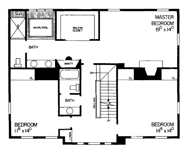 House Design - Classical Floor Plan - Upper Floor Plan #72-807
