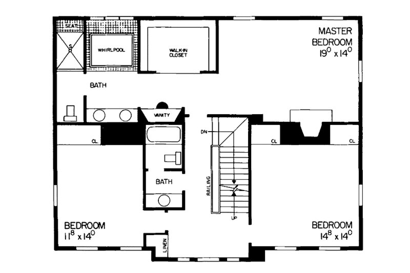 House Design - Floor Plan - Upper Floor for Classical House Plan #72-807 - 4 bed, 3.5 bath