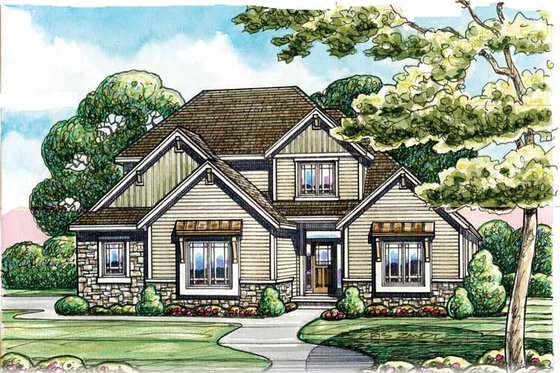 Exterior - Front Elevation 3 for Craftsman House Plan #20-2243 - 4 bed, 3.5 bath