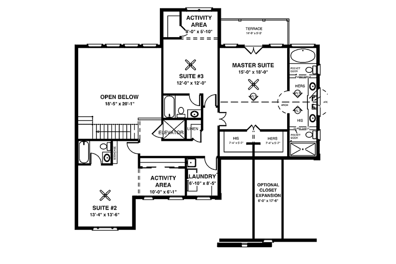 Architectural House Design - Floor Plan - Upper Floor for Traditional House Plan #56-670 - 4 bed, 4 bath