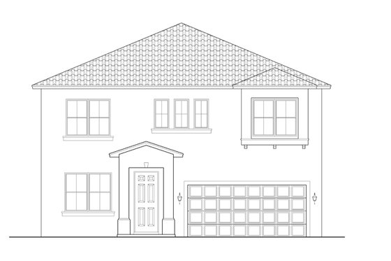 Exterior - Front Elevation 4 for Mediterranean House Plan #1058-61 - 4 bed, 2.5 bath