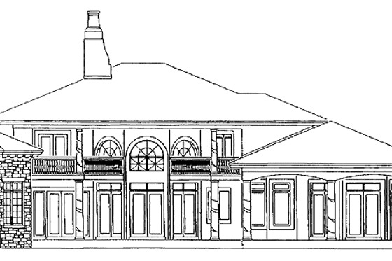 Exterior - Rear Elevation for Mediterranean House Plan #930-305 - 4 bed, 3.5 bath