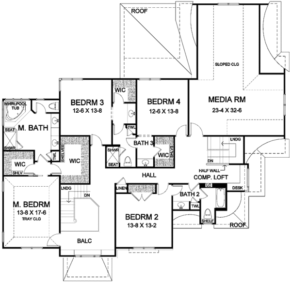 House Design - Traditional Floor Plan - Upper Floor Plan #328-454