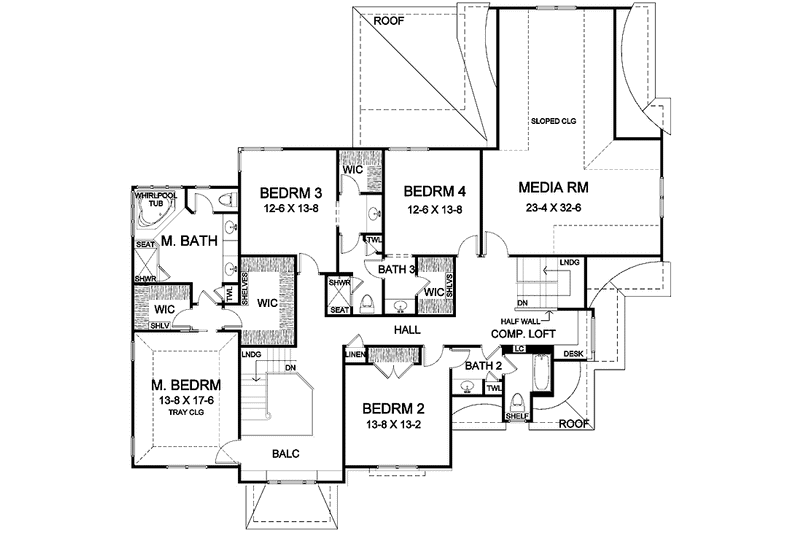 Home Plan - Floor Plan - Upper Floor for Traditional House Plan #328-454 - 4 bed, 4.5 bath