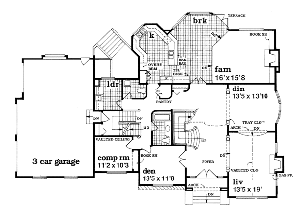 House Plan Design - Mediterranean Floor Plan - Main Floor Plan #47-875