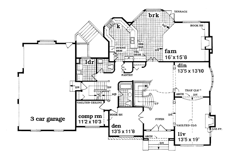 Home Plan - Floor Plan - Main Floor for Mediterranean House Plan #47-875 - 4 bed, 4.5 bath