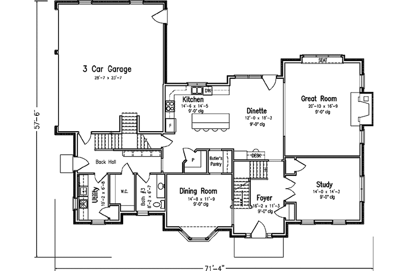Home Plan - Floor Plan - Main Floor for European House Plan #994-7 - 4 bed, 2.5 bath