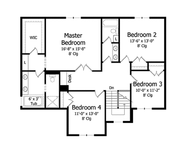 Home Plan - Colonial Floor Plan - Upper Floor Plan #51-1003