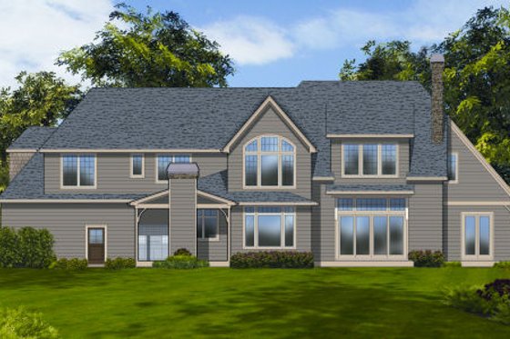 Exterior - Rear Elevation for European House Plan #48-259 - 4 bed, 3.5 bath