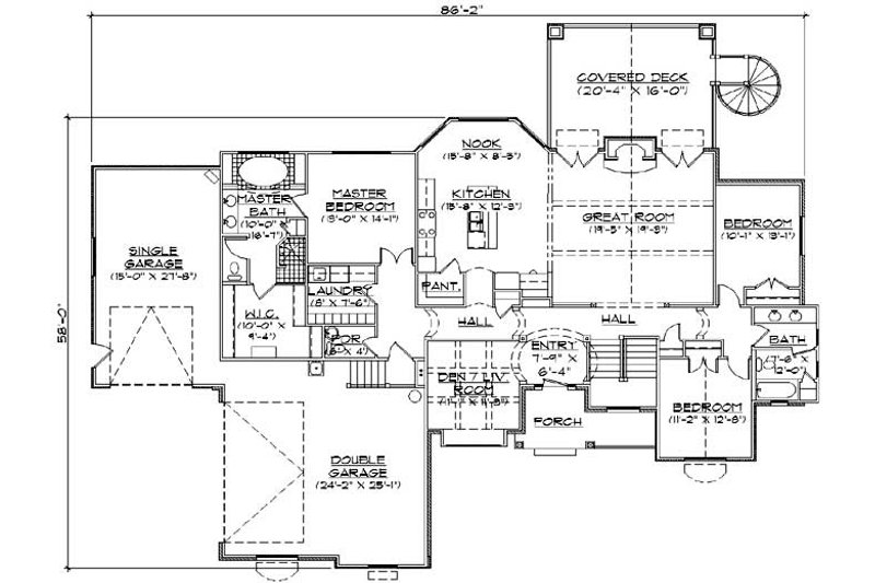 Dream House Plan - Floor Plan - Main Floor for European House Plan #5-278 - 6 bed, 4.5 bath