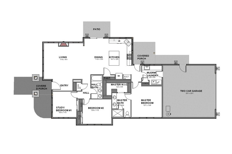Dream House Plan - Floor Plan - Main Floor for Craftsman House Plan #895-96 - 3 bed, 2 bath