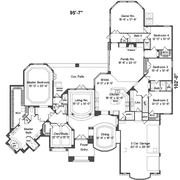 Mediterranean Floor Plan - Main Floor Plan #135-116