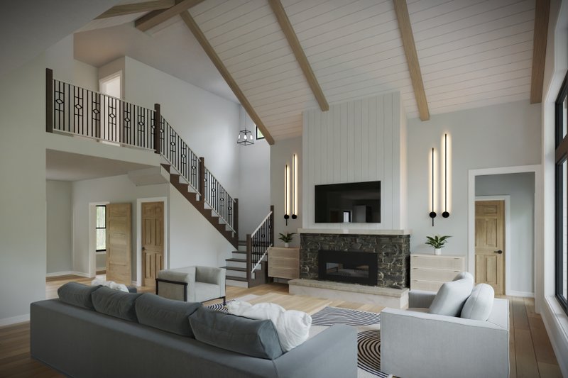 Dream House Plan - Interior - Family Room for Farmhouse House Plan #1089-42 - 3 bed, 2.5 bath