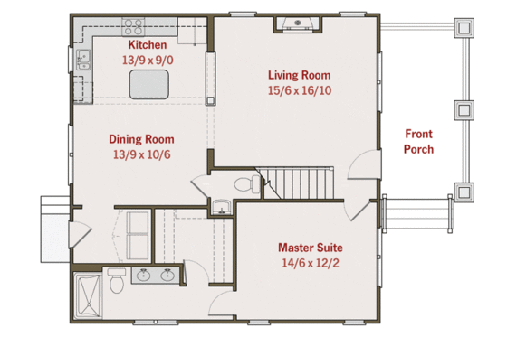Craftsman style house plan, Bungalow design, main level floor plan