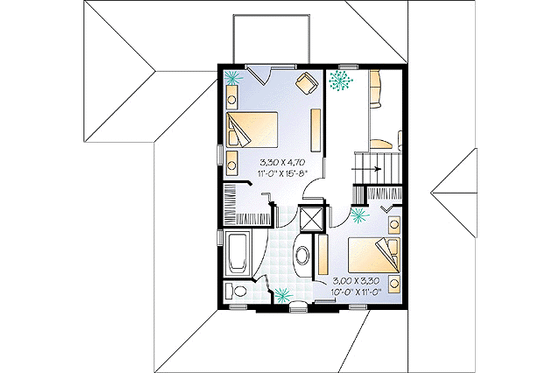 Floor Plan - Upper Floor for Country House Plan #23-2164 - 2 bed, 1.5 bath
